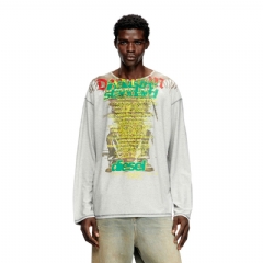 Diesel Men Long-sleeve T-shirt with lyrics print Grey A197330JLBR