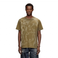 Diesel Men Cotton T-shirt with laser print Beige A199950LJBS