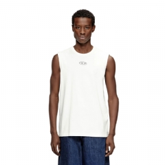Diesel Men Sleeveless cotton top with metallic Oval D White A217430JMBB