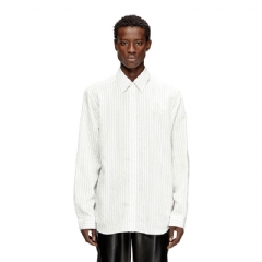 Diesel Men Wool blend shirt with Oval D embroidery Grey/White A219730GSBG