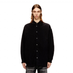 Diesel Men Cotton shirt with Oval D embroidery Black A185940HGBK