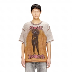 Diesel Men Relaxed T-shirt with print and studs Light Brown A204240PLBQ