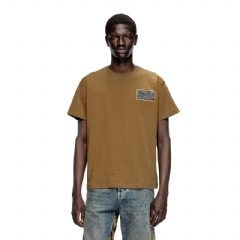 Diesel Men T-shirt with camo logo patch Military Green A193440AGRI