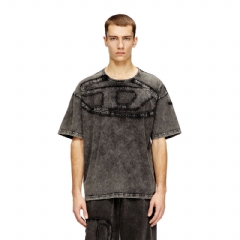 Diesel Men Relaxed cotton T-shirt with Oval D applique Dark grey A195450HGBX