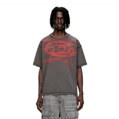 Diesel Men Cotton T-shirt with Oval D print Dark Grey A186530AGCA