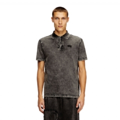 Diesel Men Polo shirt in denim-effect jersey Dark grey A209550HGBX