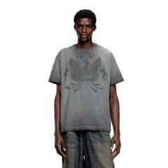 Diesel Men T-shirt with phoenix devoré Grey A193730DLBW