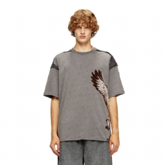 Diesel Men Peel-off T-shirt with eagle print Grey A193210KIBX