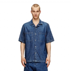 Diesel Men Bowling shirt in denim Dark Blue A03533068KD