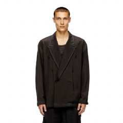 Diesel Men Double-breasted blazer in wrinkled shell Black A184530LHBA
