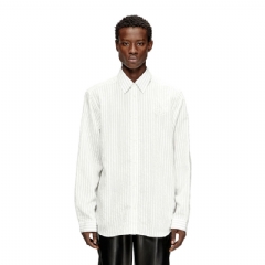 Diesel Men Wool blend shirt with Oval D embroidery Grey/White A219730GSBG