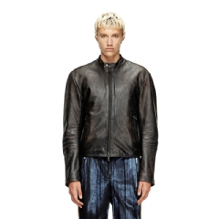 Diesel Men Distressed leather biker jacket Brown A193520LIBX