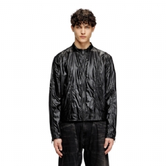 Diesel Men Biker jacket in shiny ripstop Black A144100NKBK