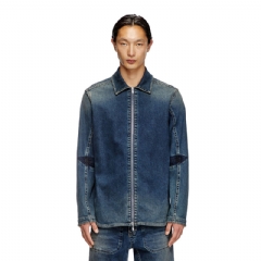 Diesel Men Zipped shirt in Rehab denim Dark Blue A1517809J06
