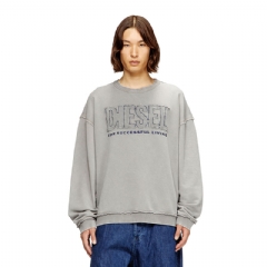 Diesel Men Cotton sweatshirt with appliqué logo Grey A204630KMAG