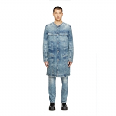 Diesel Men Coat in lasered cotton-hemp denim Light Blue A21270007DA