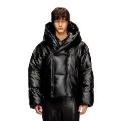 Diesel Men Hooded puffer jacket in coated fabric Black A209280CHAJ