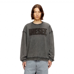 Diesel Men Cotton sweatshirt with appliqué logo Dark grey A204630KMAG