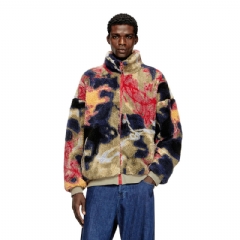 Diesel Men Teddy-fleece jacket with graffiti motif Beige/Black A199280BMCA