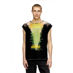 Diesel Men Sleeveless T-shirt with lyrics print Black A197340JLBR
