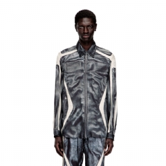 Diesel Men Printed viscose shirt with front zip closure 9XX A210160BMCZ