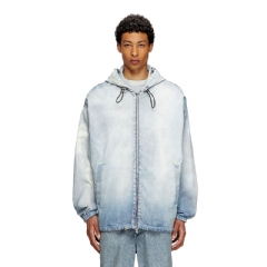 Diesel Men Hooded jacket in printed bleach-effect JoggJeans Light Blue A14694068RX