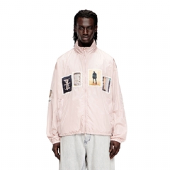Diesel Men Windbreaker with graphic patches Pink A203000GSBR