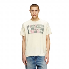 Diesel Men Slogan T-shirt with burnout wash Beige A194120PLBQ