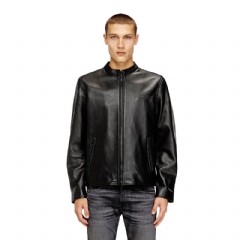Diesel Men Biker jacket in waxed leather Black A185880AJIR