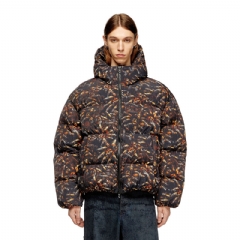 Diesel Men Hooded puffer jacket with spider print Black/Brown A187600AJFX