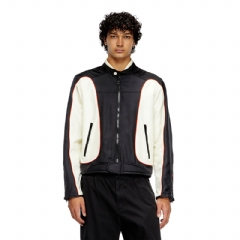 Diesel Men Colour-block biker jacket with piping White/Black A173690PDAI