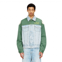 Diesel Men Denim jacket with cotton insert Green/Blue P016540SPCZ