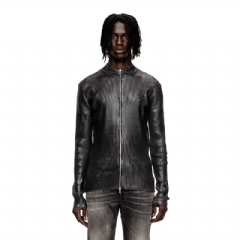 Diesel Men Denim-yarn zip cardigan with shiny effect Black A194720JLBA