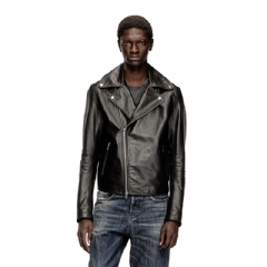 Diesel Men Biker jacket in waxed leather Black A204620CECH