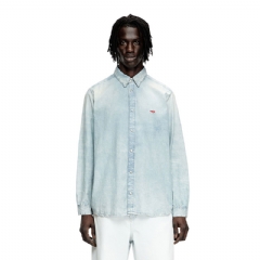 Diesel Men Shirt in bleach-effect denim Light Blue A03534068TM