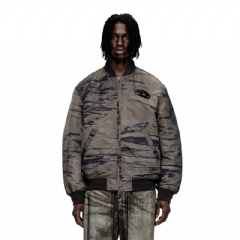 Diesel Men Padded bomber jacket in printed satin Black/Grey A195140DLBZ