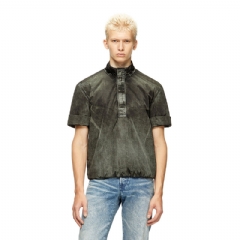 Diesel Men Short-sleeve jacket in denim-effect nylon Black A206060QMBH