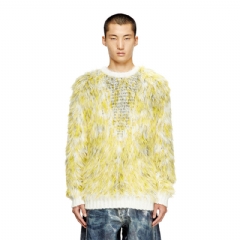 Diesel Men Jumper in fluffy jacquard knit White/Yellow A214380EGCD