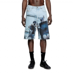 Diesel Men Denim shorts with faded print Light Blue P015970CMBM