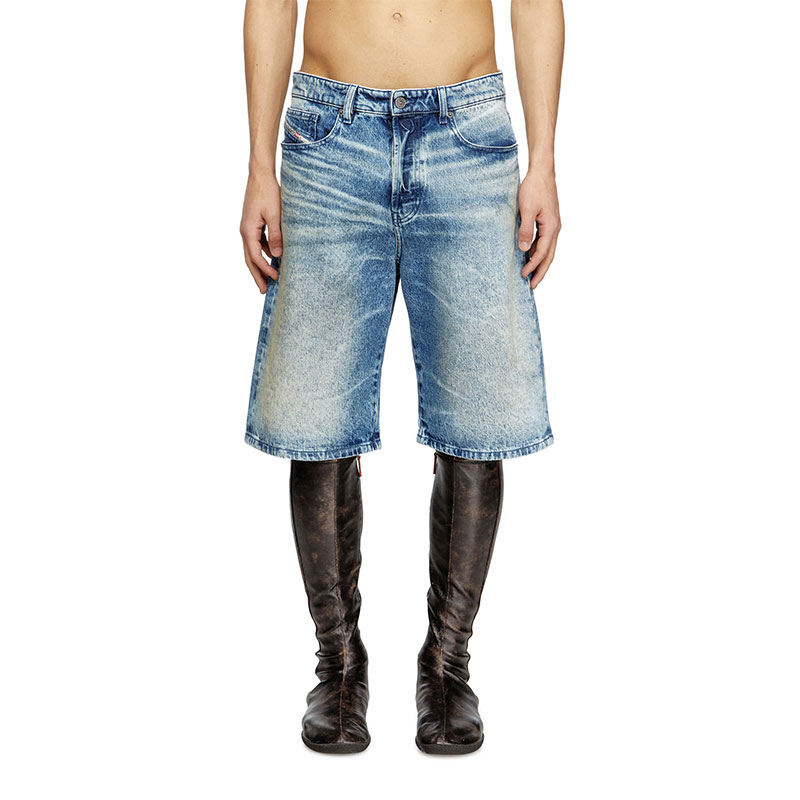 Diesel Men Denim shorts with lyrics print Medium blue A197550CMBM