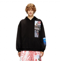Diesel Men Hoodie with logo photo patches Black A196420BMBJ