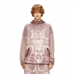 Diesel Men Faded waffle hoodie with graphic print Violet A184440DLBN