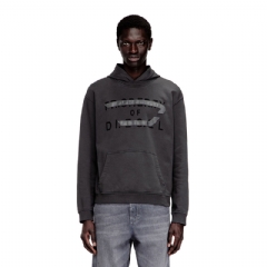Diesel Men Cotton hoodie with D appliqué 93R A210290JMBI