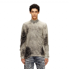 Diesel Men Destroyed jumper with floating yarns Grey A214400LKDP