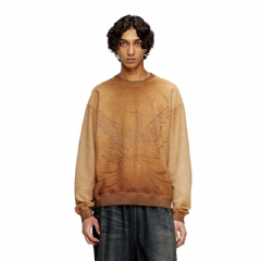 Diesel Men Faded sweatshirt with devoré Phoenix logo Brown A192890IKBV