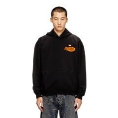 Diesel Men Cotton hoodie with back print Black A187280HYAT