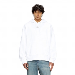 Diesel Men Oversized hoodie with metallic logo White A098560IAJH