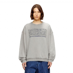 Diesel Men Cotton sweatshirt with appliqué logo Grey A204630KMAG