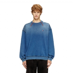 Diesel Men Cotton sweater with contrasting stitching Blue A199920PKAH