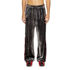 Diesel Men Track pants in treated velvet Dark grey A184690AJFR